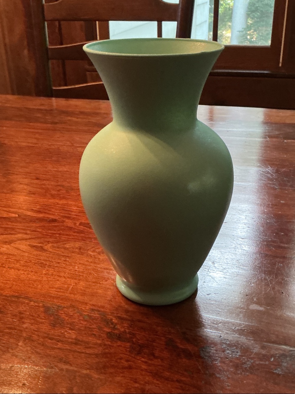 Gorgeous painted glass vase in luscious aqua. Wash inside only.